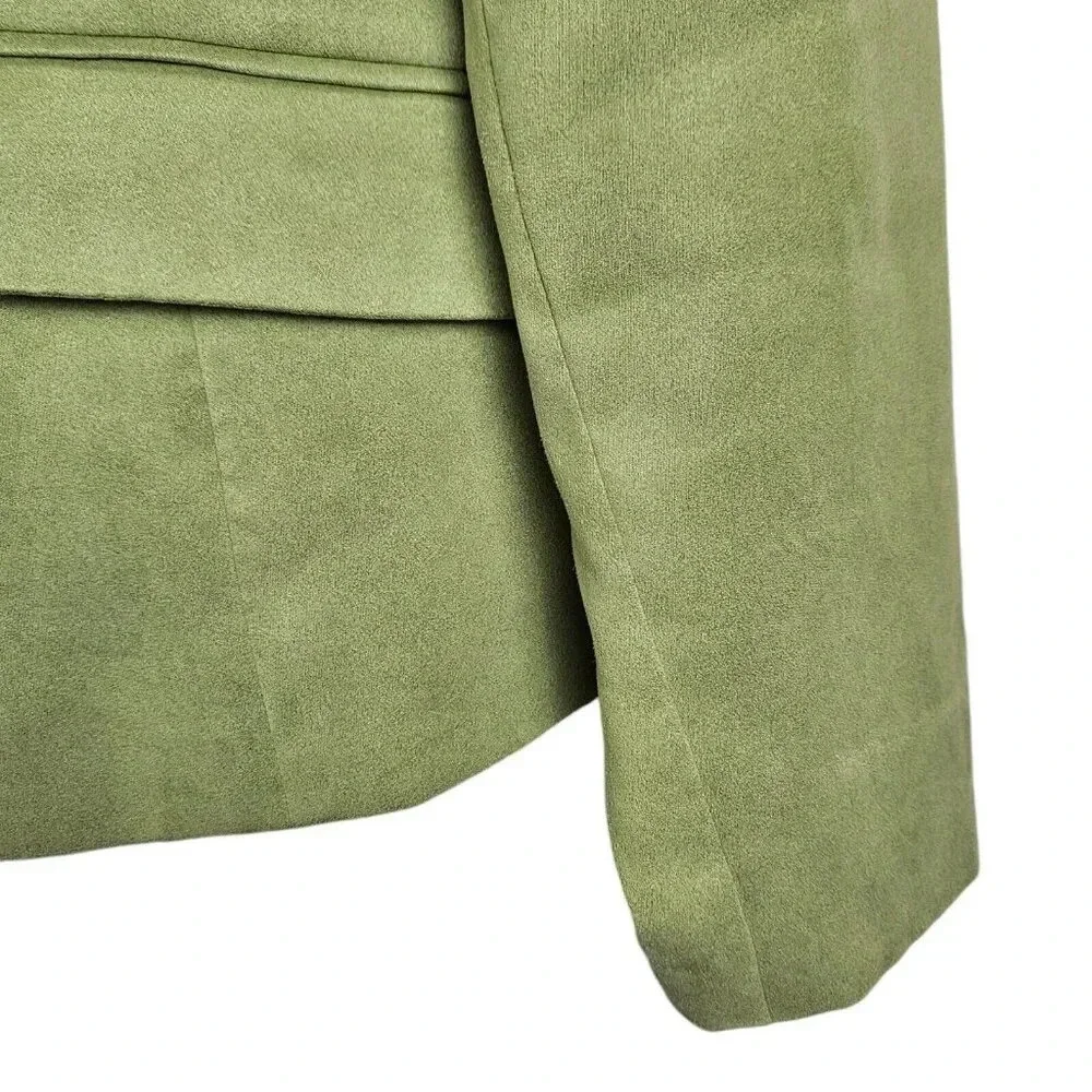 Talbots Lime Green 3 Button Blazer Jacket Polyester Microfiber Lined Size 8 - Picture 8 of 11